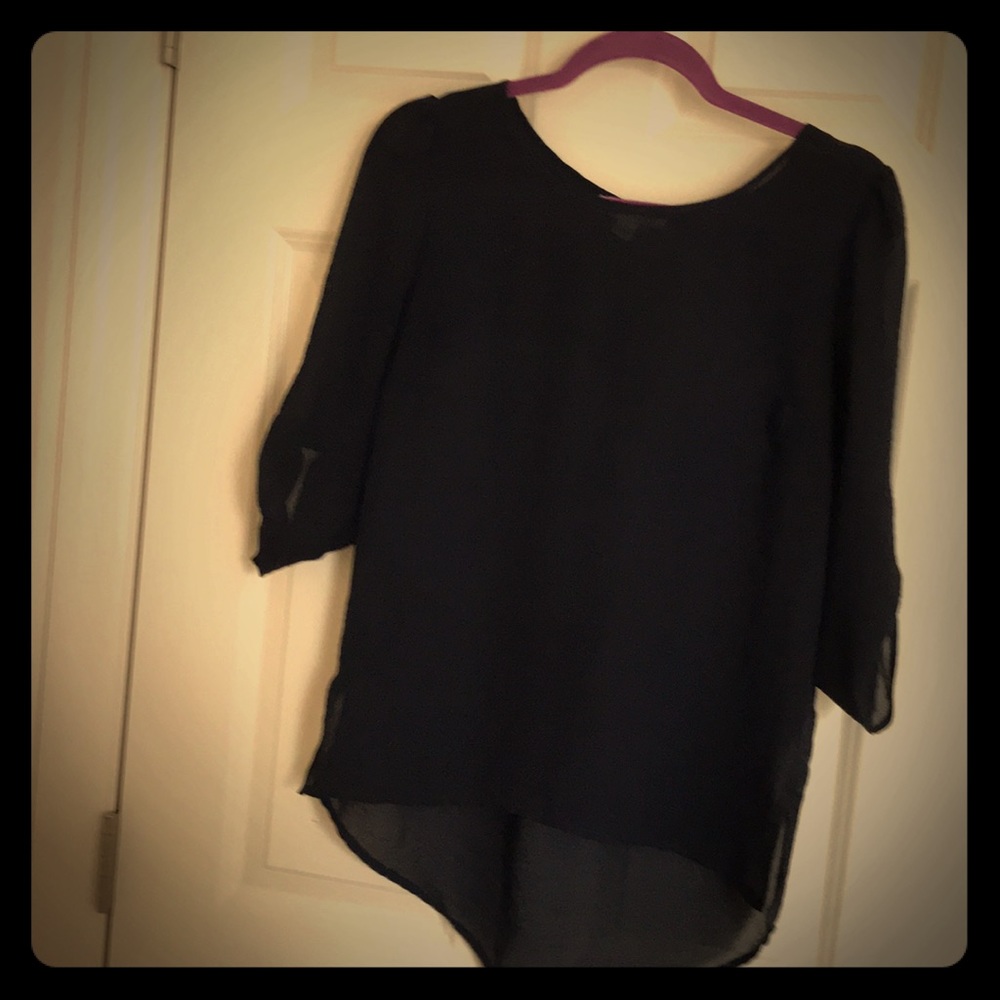 Navy blue high low blouse